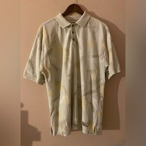 Men’s Tommy Bahama Short Sleeve Cream Tan Polo Shirt Size Medium